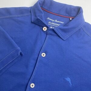 Tommy Bahama Island Zone Medium Royal Blue Supima Loop Collar 37.5 Technology